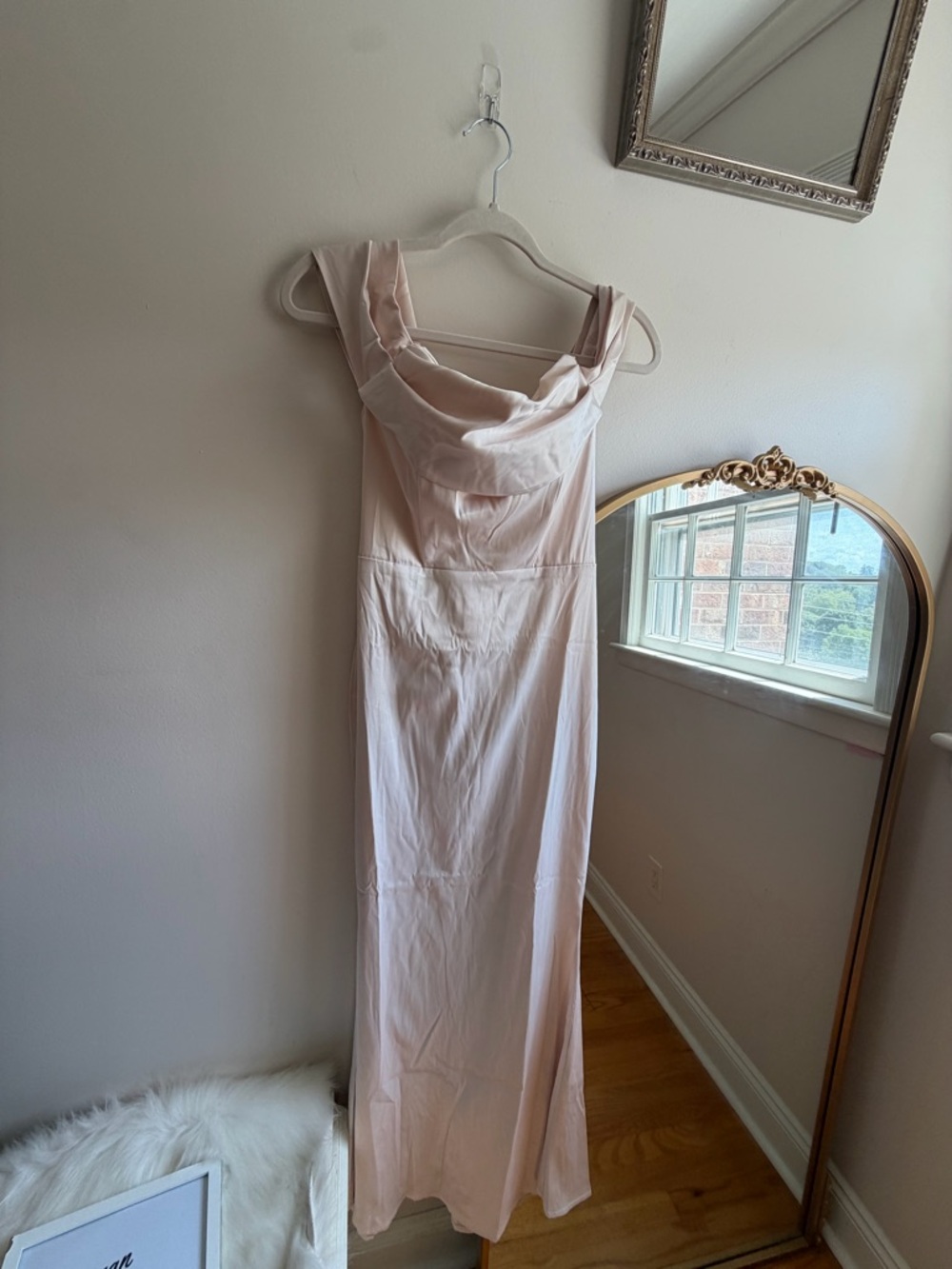 Soft Blush Cowl Neck Maxi Dress